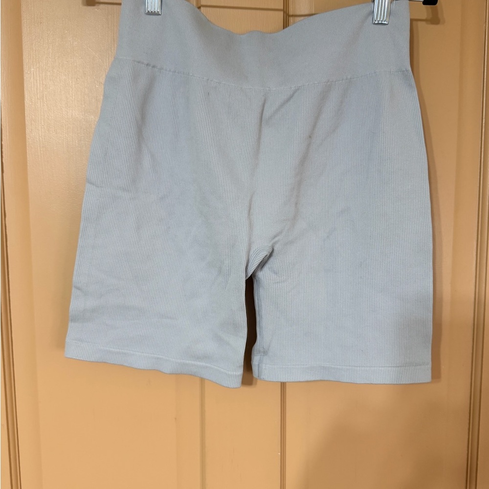 Gilly‎ Hicks Light Blue Ribbed High-Waist Bike Shorts
